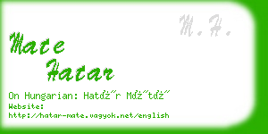 mate hatar business card